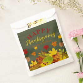 Sacolinha Feliz Dia de Ação de Graças Folhagem Colorida sobr