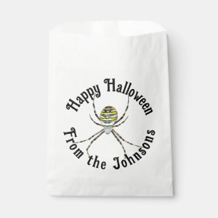 Sacolinha Feliz Halloween aranha amarela nome personalizado