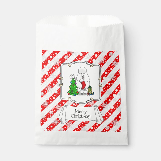 Sacolinha Feliz Natal Árvore 2 Poodle (branco) (Frente)