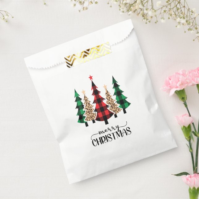 Sacolinha Feliz Natal Árvores Xadrez Vermelho Verde (Selado)