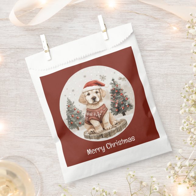 Sacolinha Feliz Natal Labrador Retriever Puppy (Cortado)