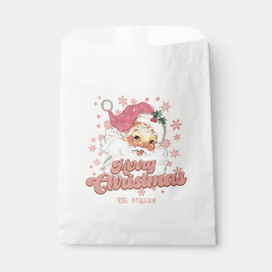 Sacolinha Feliz Natal Papais noeis de Tipografia Retro Rosa 
