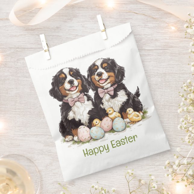 Sacolinha Felz pascoa Bernese Cães de Montanha Ovos de Pásco (Cortado)