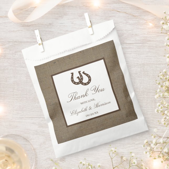 Sacolinha Ferradura Russa Do País No Casamento Burlap (Cortado)