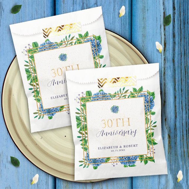 Sacolinha Festa de 30 do Elegante Dourado Hydrangea (Criador carregado)