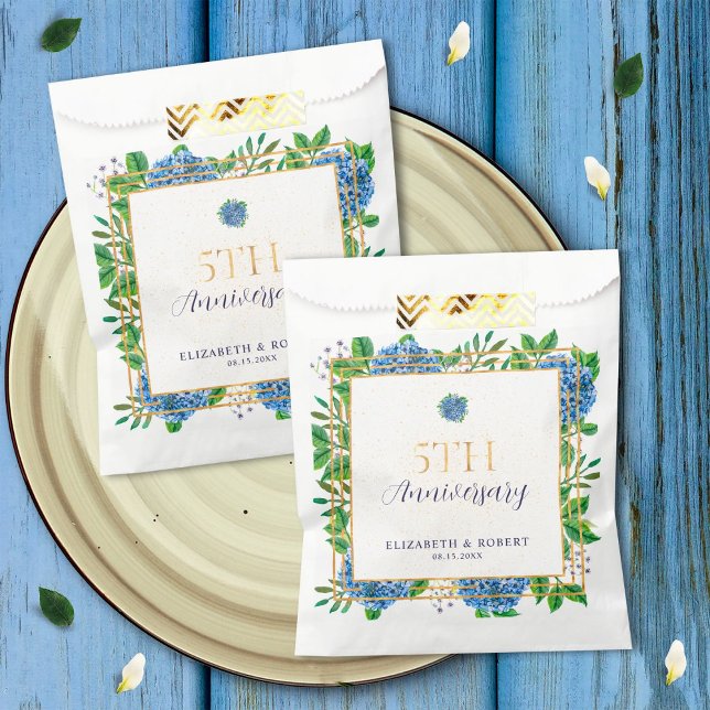 Sacolinha Festa de 5 do Elegante Dourado Hydrangea (Criador carregado)