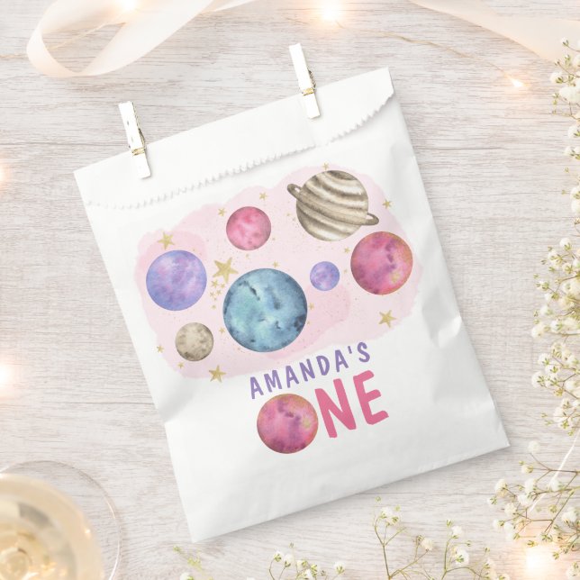 Sacolinha Festa de aniversário da Galaxy Space Girl (Cortado)