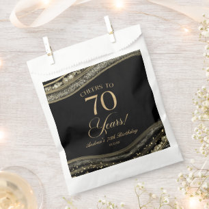 Sacolinha Festa de aniversário de 70 de Agate Dourado Elegan