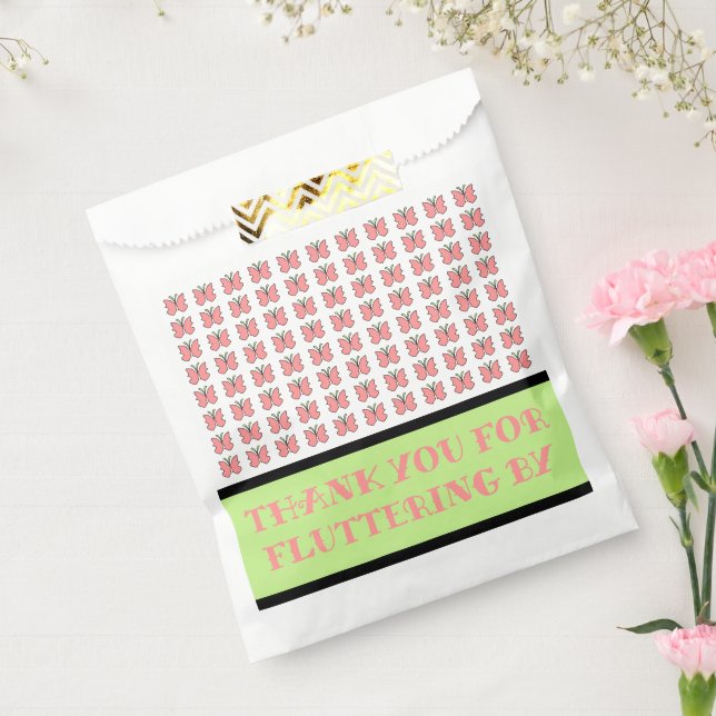 Sacolinha Festa de aniversário de borboleta coral (Selado)