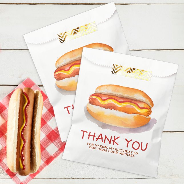 Sacolinha Festa de aniversário de Cachorro Quente Saco - CHU (Hot Dog Birthday Cookout Favor Bags)