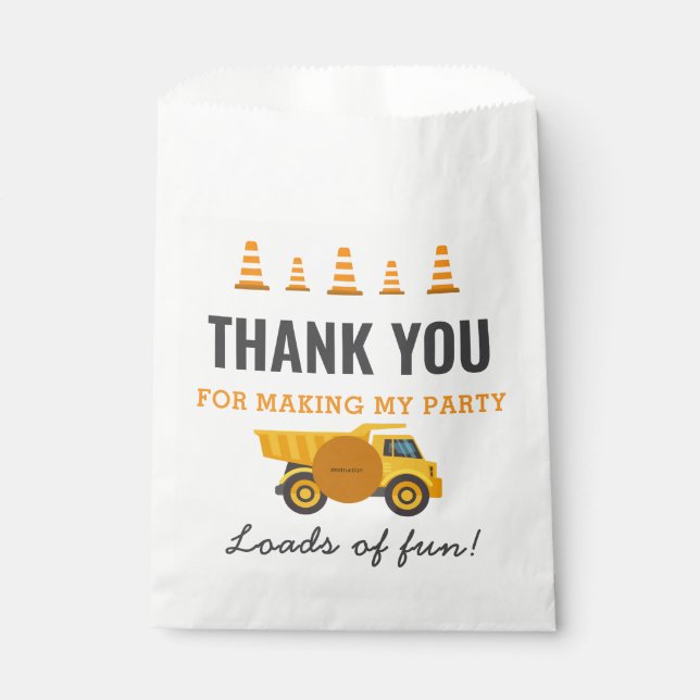 Sacolinha Festa de aniversário de Caminhão de Construção (Frente)