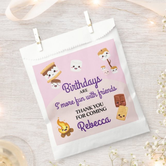 Sacolinha Festa de aniversário de Campout de S'mores Cute (Criador carregado)