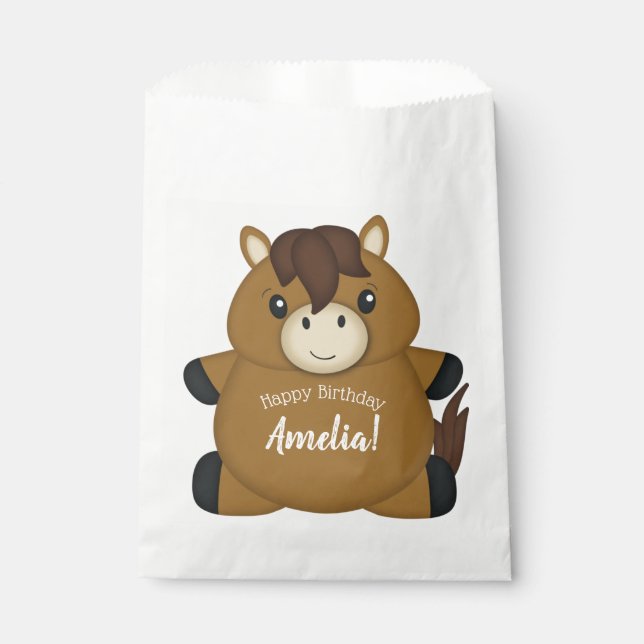 Sacolinha Festa de aniversário de cavalos (Frente)