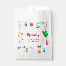 Sacolinha Festa de aniversário de coquetel de aquarela para 