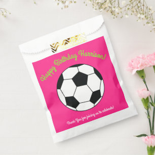 Sacolinha Festa de aniversário de futebol rosa