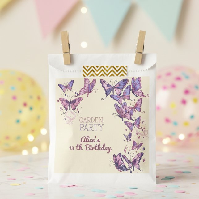 Sacolinha Festa de aniversário de jardim com borboletas (Criador carregado)