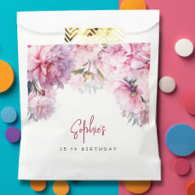 Festa de aniversário de peônias rosa aquarela