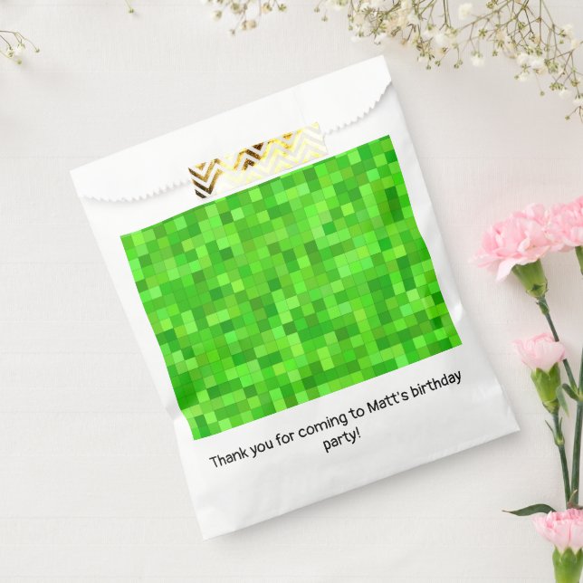 Sacolinha Festa de aniversário de pixels verdes (Selado)