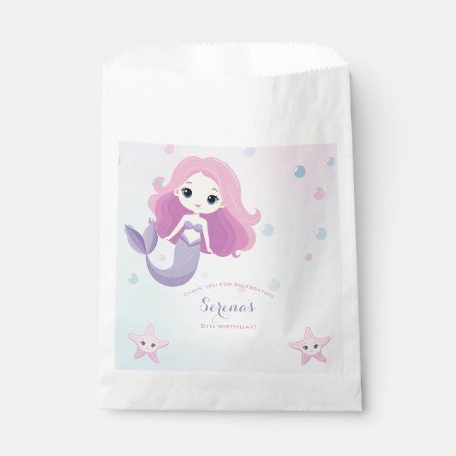 Sacolinha Festa de aniversário de Sereia Bonita (Frente)