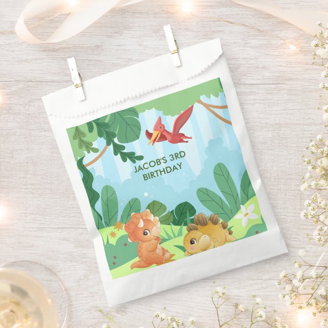 Sacolinha Festa de aniversário de Tema dos Dinossauros Bonit (Cortado)