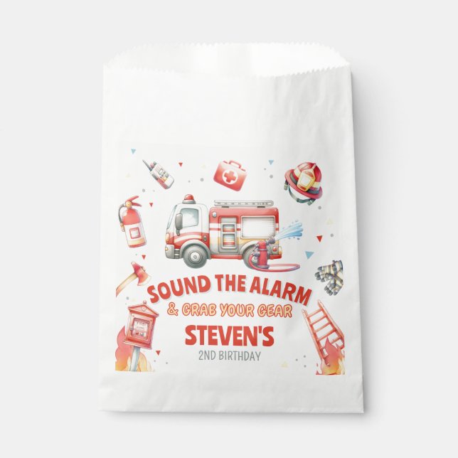 Sacolinha Festa de Aniversário do Caminhão de Bombeiros  (Frente)