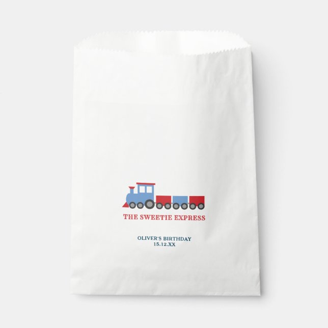 Sacolinha Festa de aniversário do comboio Bolsas doces (Frente)