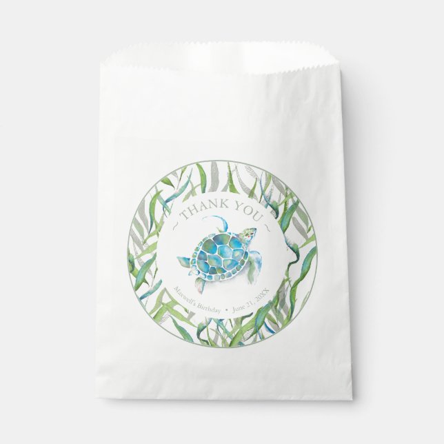 Sacolinha Festa de aniversário Favorece Tartaruga do Mar Bol (Frente)