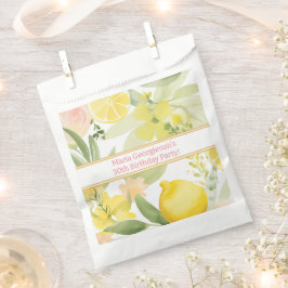 Sacolinha Festa de aniversário Floral de Limão de Aquarela