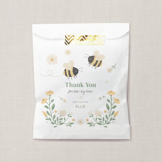 Sacolinha Festa de Aniversário Infantil Abelha (Wildflower Flight - Honey Bee Birthday Party Favor Bag)