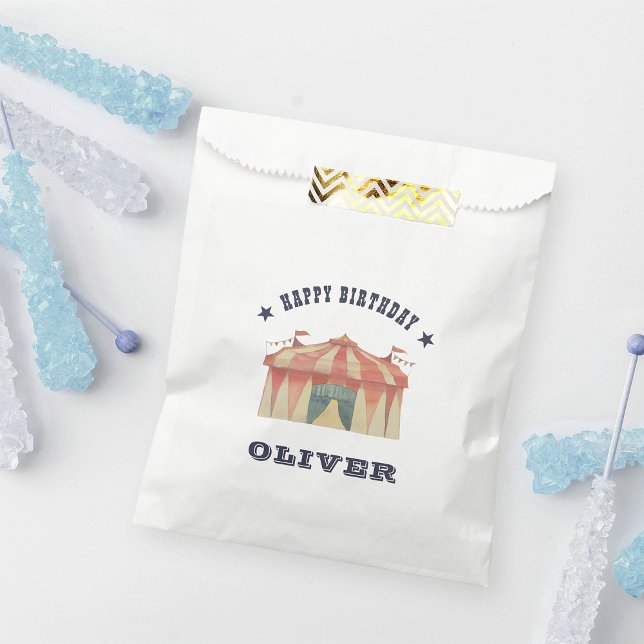 Sacolinha Festa de aniversário Personalizada do Circo Vintag (Criador carregado)
