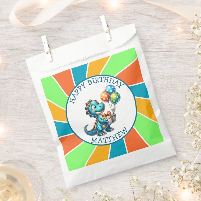 Sacolinha Festa de aniversário Personalizada do Dinossauro (Cortado)