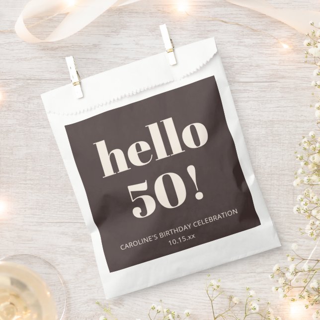 Sacolinha Festa de Aniversário Personalizada Marrom Moderna  (Cortado)