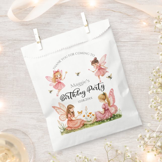 Sacolinha Festa de aniversário Pink Fairies (Cortado)