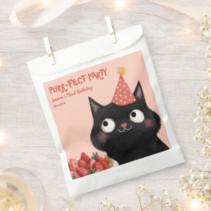 Sacolinha Festa de aniversário Rosa Gatinho Preto Puro