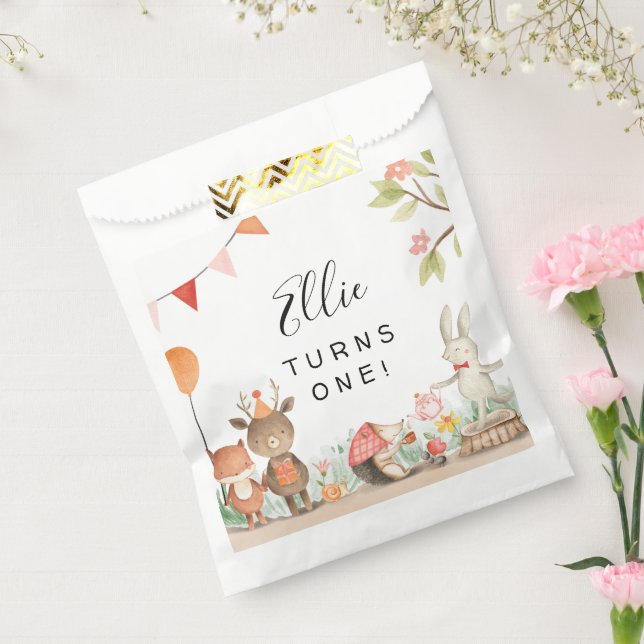 Sacolinha Festa de aniversário Rosa Woodland (Selado)