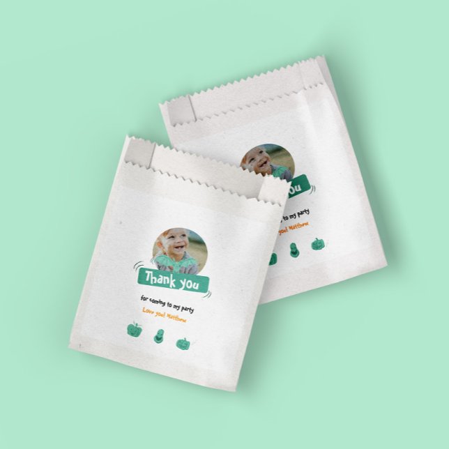 Sacolinha Festa de aniversário verde e laranja do Halloween  (Criador carregado)