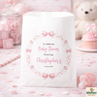 Sacolinha Festa de Chá de Bebê Menina com Laço Rosa - Festa 