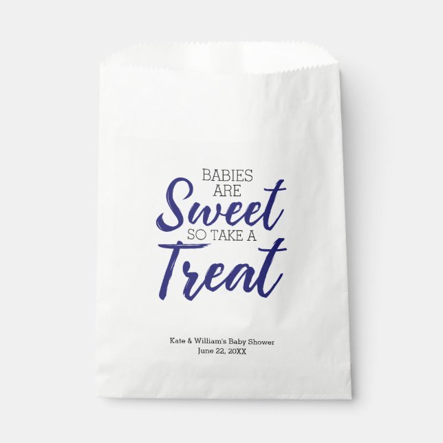 Sacolinha Festa de Chá de fraldas Clássica de Bebês Azuis (Frente)