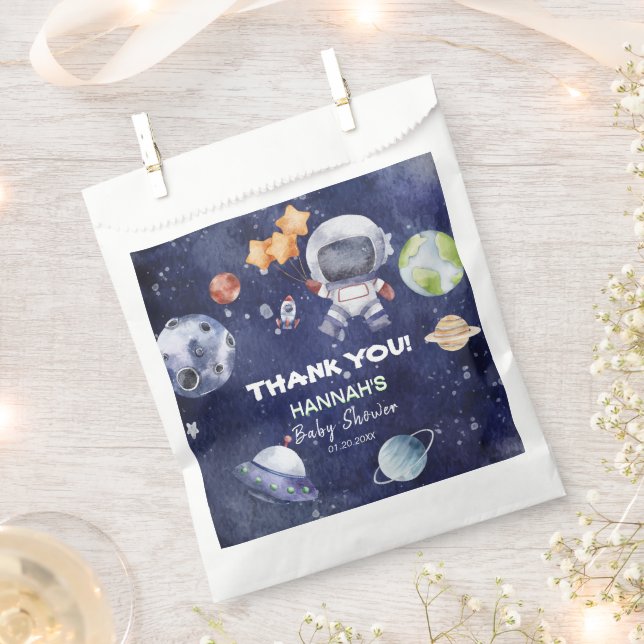 Sacolinha Festa de Chá de fraldas do Astronauta Outer Space  (Cortado)