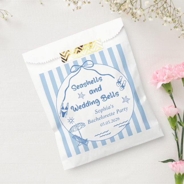 Sacolinha Festa de Despedida de Solteira Conchas e Sininhos (Selado)