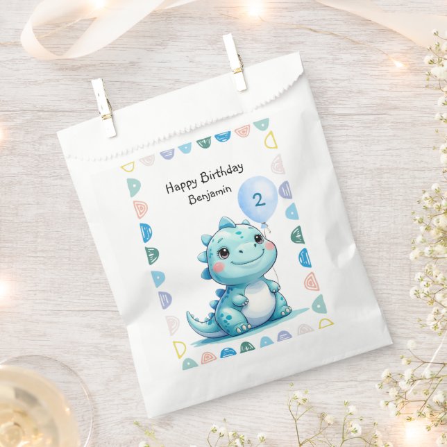 Sacolinha Festa de Feliz Aniversário do Bonito Raio Dinossau (Cortado)