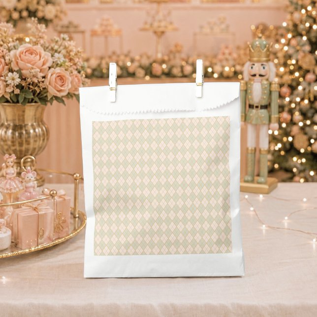 Sacolinha Festa de Natal Elegante e Doce de Argyle Préppy (Nutcracker Sugar Plum Fairy Elegant Argyle Favor Bag)