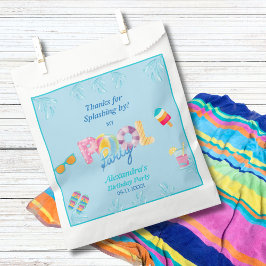 Sacolinha Festa de Piscina de Crianças Coloridas Azul Modern