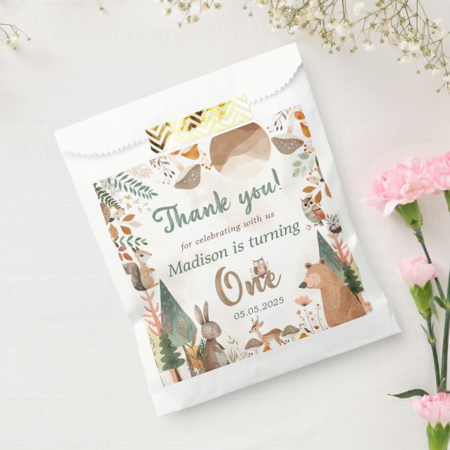 Sacolinha Festa de primeiro aniversario de Animais da Flores (Selado)