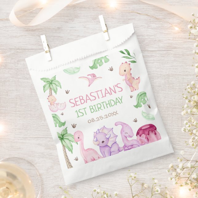 Sacolinha Festa de primeiro aniversario de Menina Um A-Sauru (Cortado)