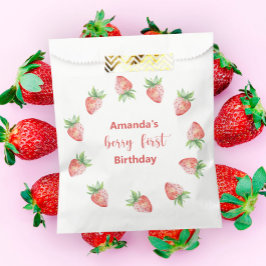 Sacolinha Festa de primeiro aniversario de morangos de aquar