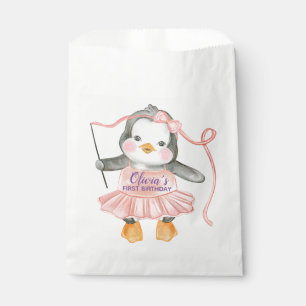 Sacolinha Festa de primeiro aniversario Rosa Ballerina Pengu