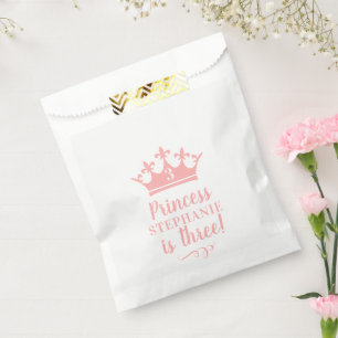 Sacolinha Festa de Princesa Personalizada com Coroa Rosa Tia