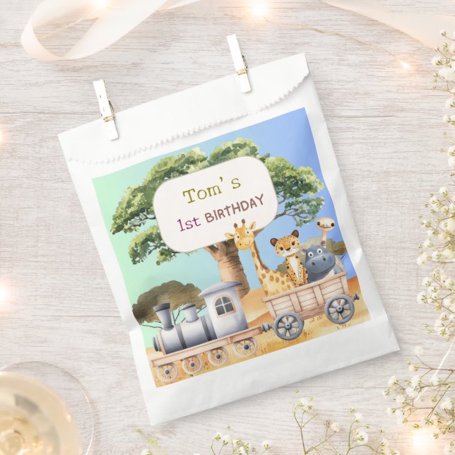 Sacolinha Festa Divertida do Safari Azul (Cortado)