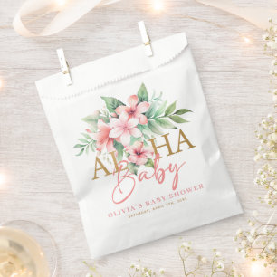 Sacolinha Festa Tropical Rosa Floral Aloha Baby Shower